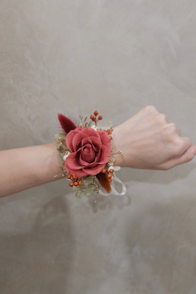 Bride/Bridesmaid Wrist Flower [Begonia] - Wedding/ Immortal Flower - Corsages - Plants & Flowers Red