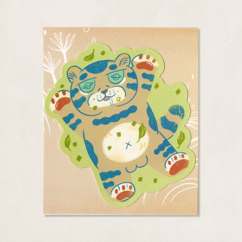 Cat Island Daily Stickers / Daji nibbling on cat grass - Stickers - Paper Multicolor