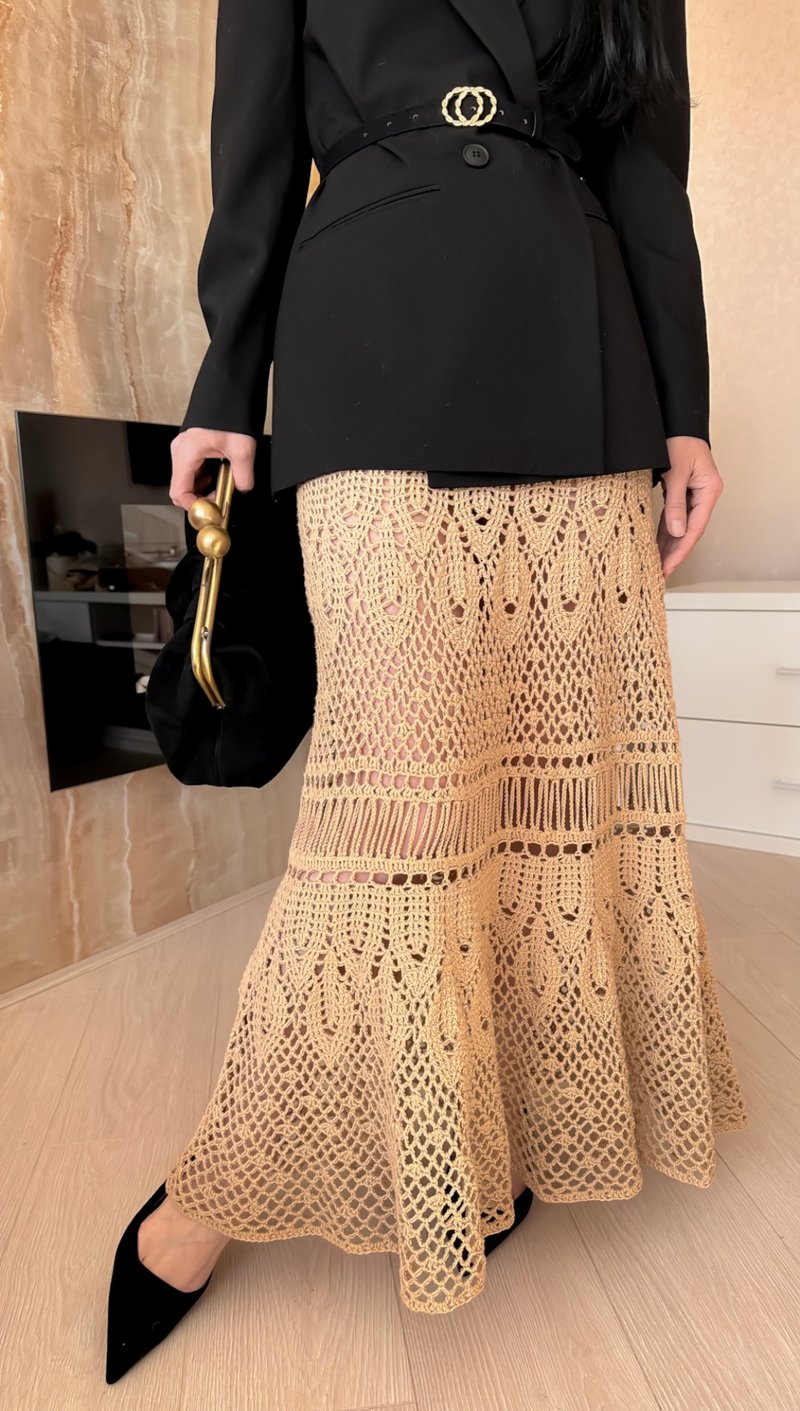 Cute skirt Crochet long skirt Summer cotton skirt - 裙子/長裙 - 棉．麻 