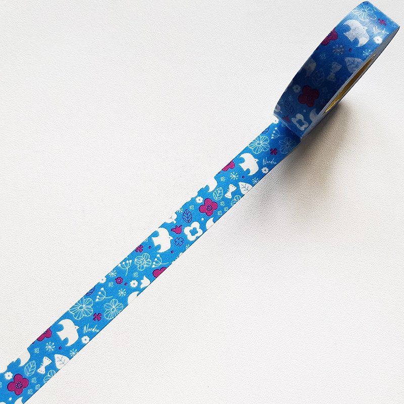 NICHIBAN Petit Joie Masking Tape【Nordic Flower (PJMT-15S011)】 - Washi Tape - Paper Blue