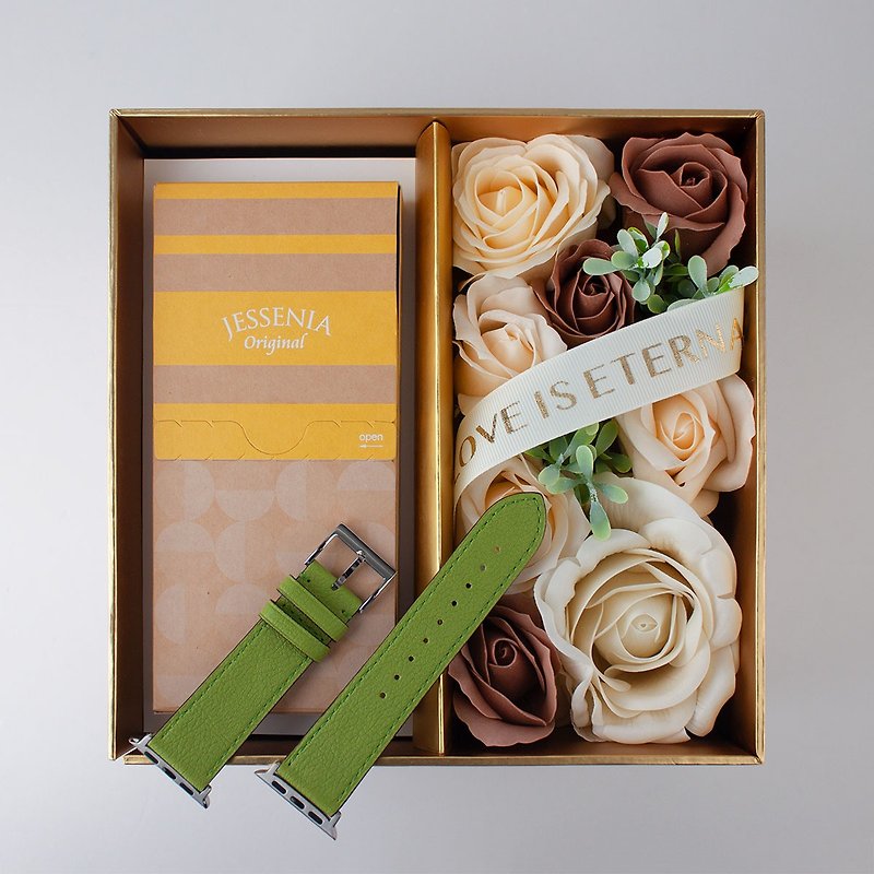 JESSENIA ORIGINAL Customized Gift Apple Watch Strap Orange (Valentine Gift Box) - Watchbands - Genuine Leather Orange