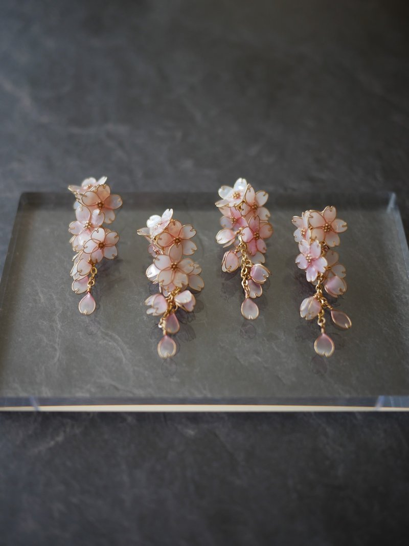 Cherry blossoms 3 - Earrings & Clip-ons - Other Materials Pink