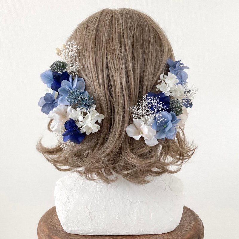 Flower lover hair ornament that never withers - Hair Accessories - Other Materials Blue