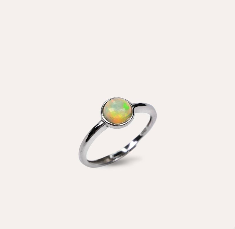 AND Opal Yellow Round 6mm Ring Metamorphosis Series Surround Natural Gemstone - แหวนทั่วไป - เงิน สีเหลือง