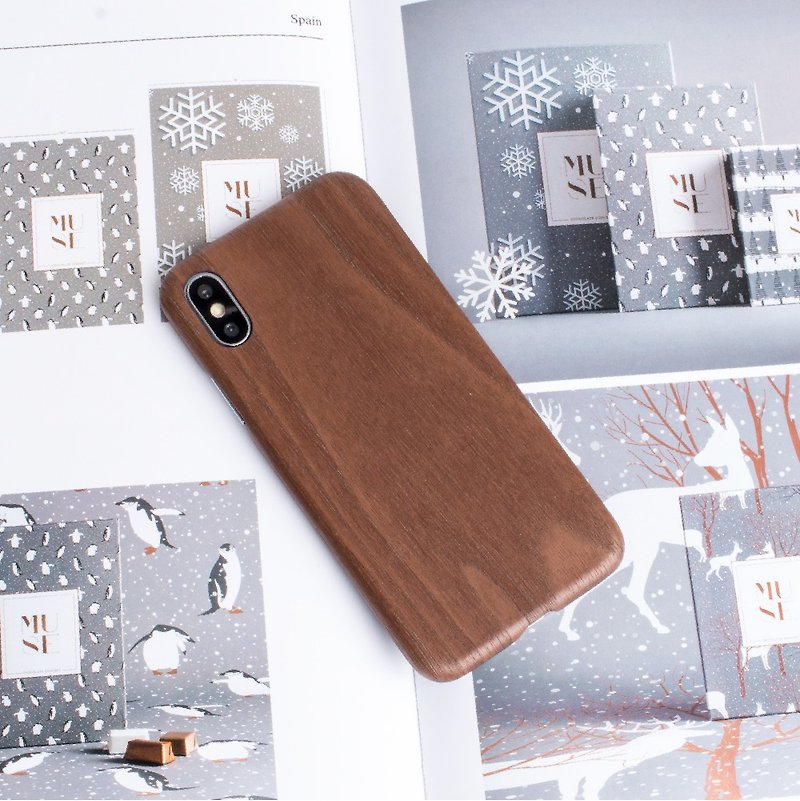【純木電話ケース】iPhoneX-ウォールナット - スマホケース - 木製 ブラウン