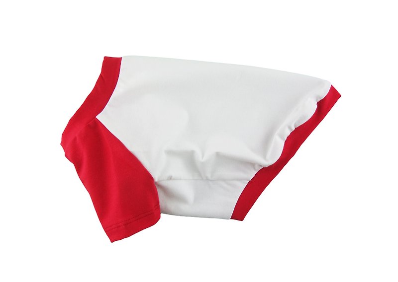 Red Contrasting Raglan Sleeves 95Cotton/5Spandex Jersey Dog Tee, Dog Apparel - 寵物衣服 - 其他材質 紅色