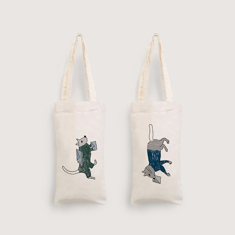 Bottle bag - Dog & Cat - ถุงใส่กระติกนำ้ - ผ้าฝ้าย/ผ้าลินิน 