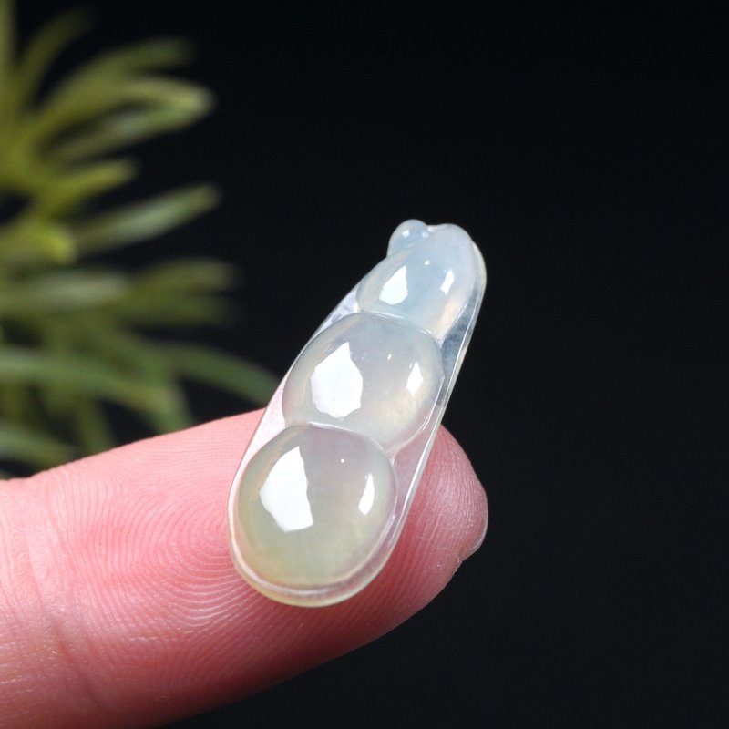 アイスジェイド マーブルイエロー翡翠の福豆 | ルース | 天然ミャンマー産翡翠A貨 | ギフト - チャーム - 翡翠 多色