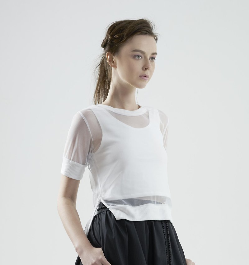 Designer Brand FromClothingOf - Faux Two Piece Tops - Women's Tops - Cotton & Hemp White