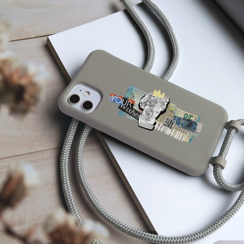 All Gray TPU Necklace iphone Case With Detachable Cord For The 15,14,13 ,12 case - เคส/ซองมือถือ - พลาสติก สีเทา