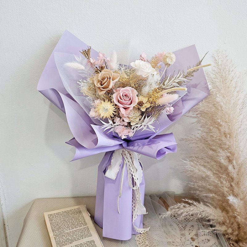 Everlasting rose bouquets, fast shipping, in stock, birthday bouquets, Valentine's Day bouquets, proposal bouquets - ช่อดอกไม้แห้ง - พืช/ดอกไม้ หลากหลายสี