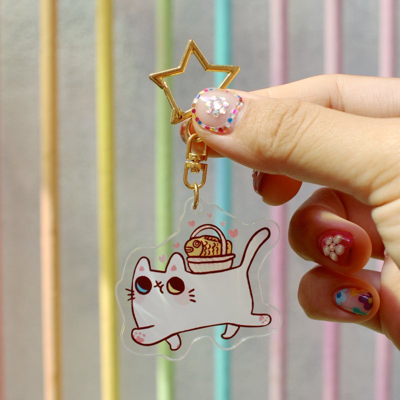 Meatball Acrylic Charm / Patterns on both sides / Taiyaki meat on the back - Charms - Plastic White