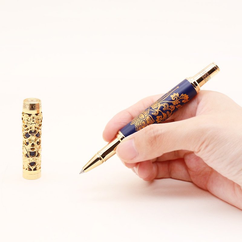 ARTEX x 故宮  金番花鋼珠筆 藍金、紫玫金-霧面烤漆款 - 鋼珠筆 - 銅/黃銅 藍色