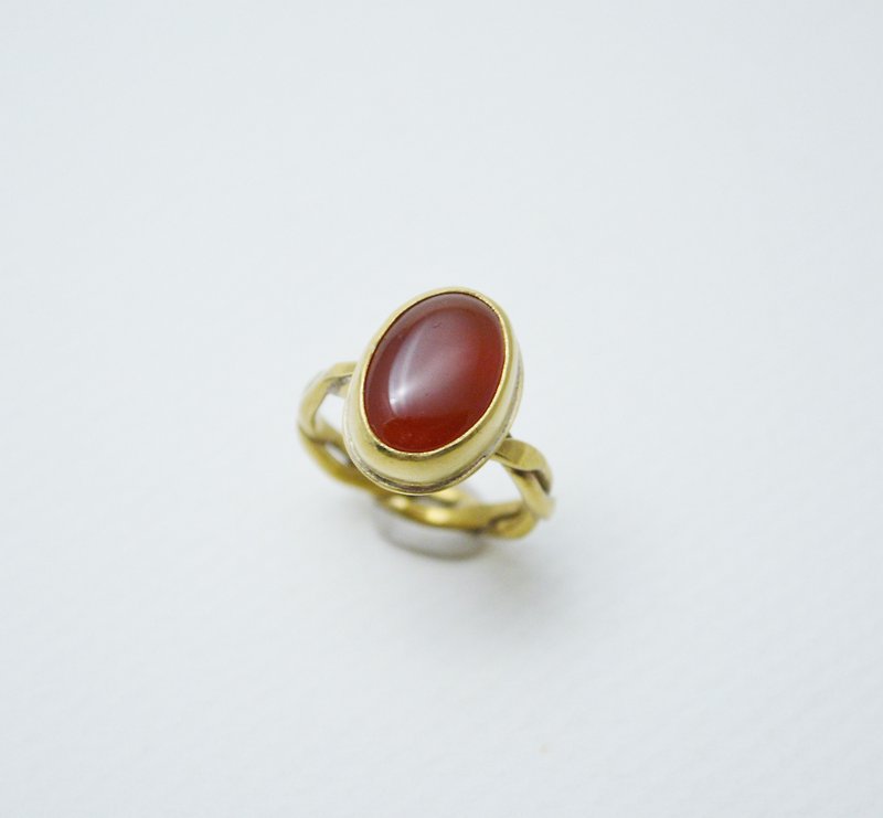 Simple Series-Carnelian‧Brass Ring‧Type1 - แหวนทั่วไป - ทองแดงทองเหลือง สีแดง