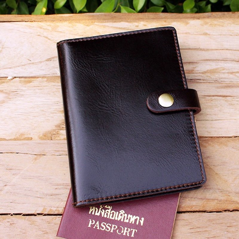 Passport Case - สีน้ำตาลเข้ม (Genuine Cow Leather) / Passport Cover / Passport Holder / 護照套 - ที่เก็บพาสปอร์ต - หนังแท้ 