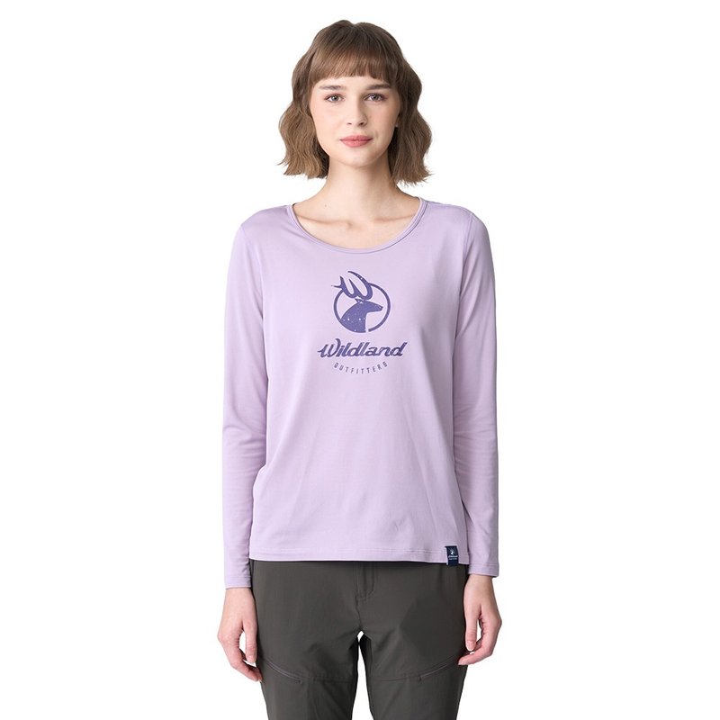【Wildland 荒野】Light Energy Fiber Round Neck Thermal Top for Women 0B12663-59 Taro Purple - เสื้อผู้หญิง - เส้นใยสังเคราะห์ สีม่วง