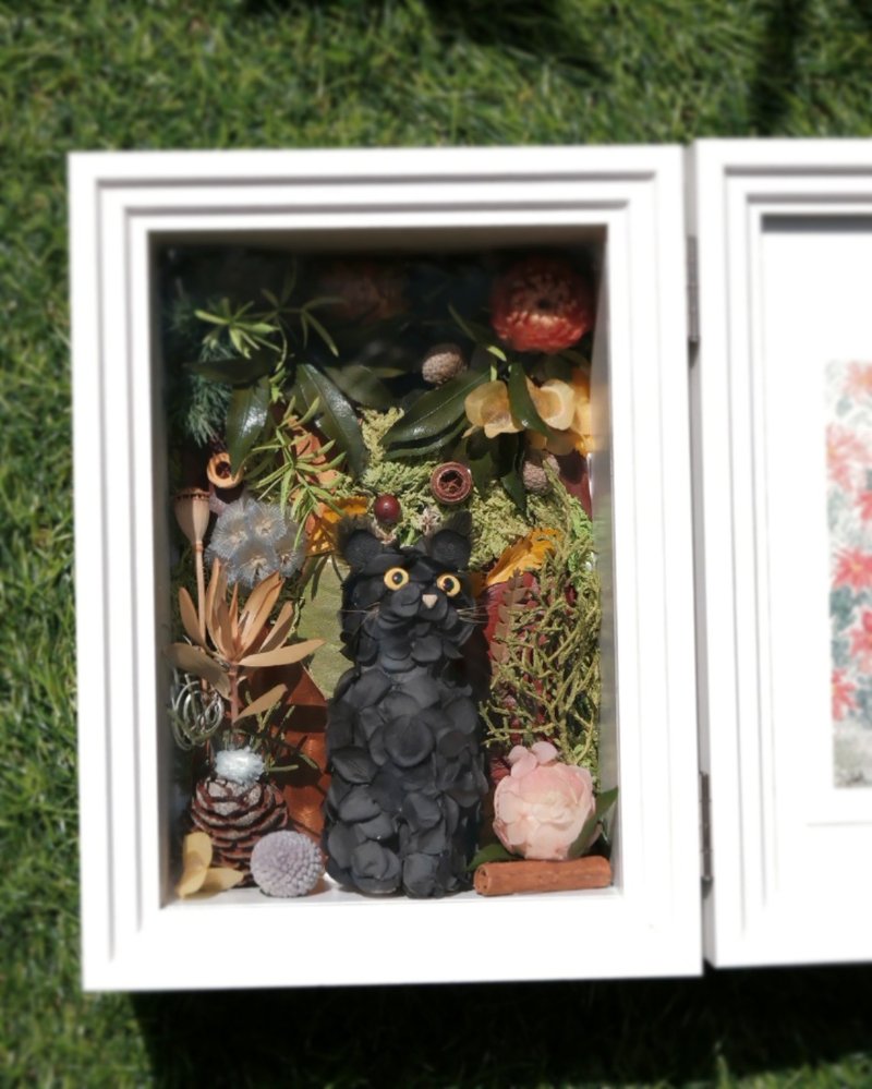 永生花貓咪相框 可客制 - 乾燥花/永生花 - 植物．花 