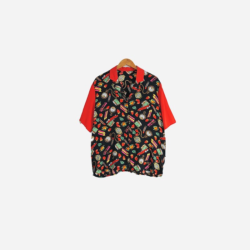 脫臼古著 / 印花圖騰短袖襯衫 no.527 vintage - 恤衫 - 其他材質 紅色