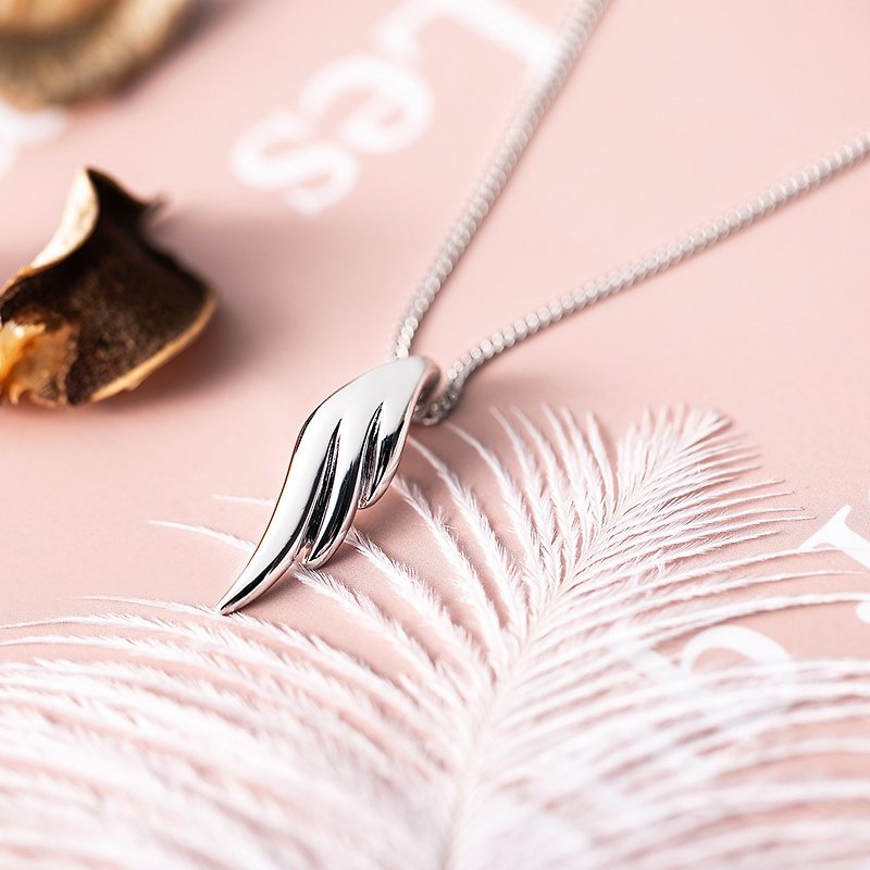 Tenshi no Tamago 925 Sterling Silver Swan-Inspired Angel Wing Necklace - Necklaces - Other Metals Silver