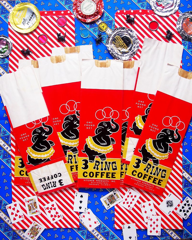 3 Rings bag of coffee beans - Chinese New Year - Paper Red