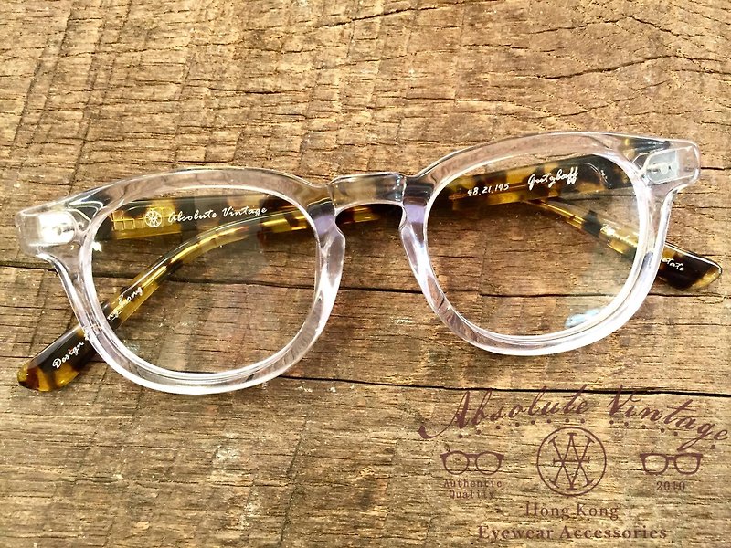 絶対ヴィンテージ - ギュツラフストリート（ギュツラフストリート）ナシ型太枠で囲ったメガネ、プレート - クリスタルクリア - 眼鏡・フレーム - プラスチック 