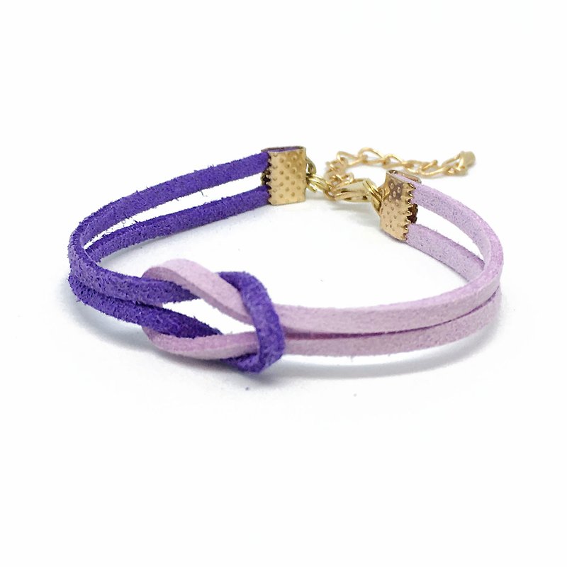 簡約 個性 平結 手牽手 手環 手工製作 淡金色系列-紫 - 手鍊/手環 - 其他材質 紫色