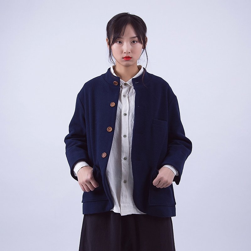 Navy blue wool coat - Women's Casual & Functional Jackets - Wool 