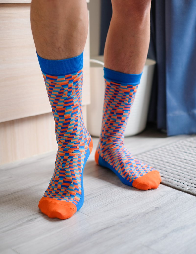 加拿大Chaosocks 高彩數位針織綿襪 - 襪子 - 棉．麻 藍色
