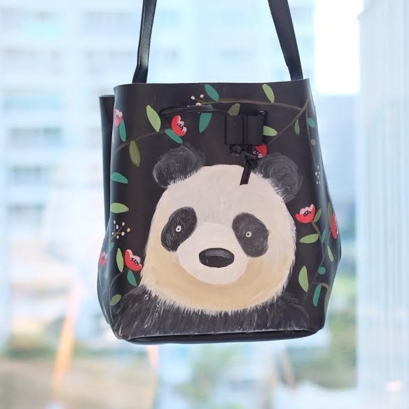 Panda Bucket Bag - 手提包/手提袋 - 真皮 黑色