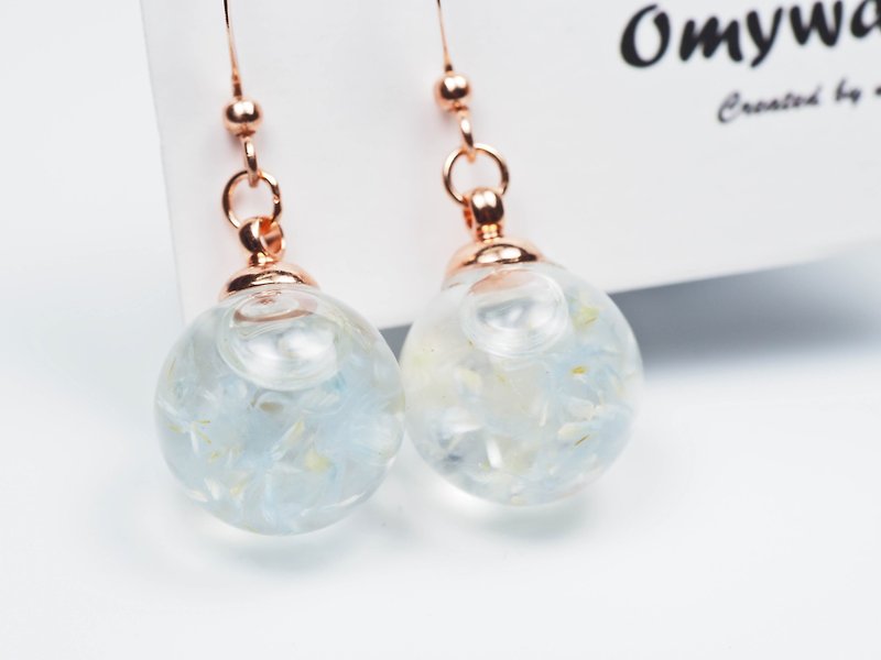 OMYWAY Handmade Dried Flower - Glass Globe - Earrings 1.4cm - Chokers - Glass White