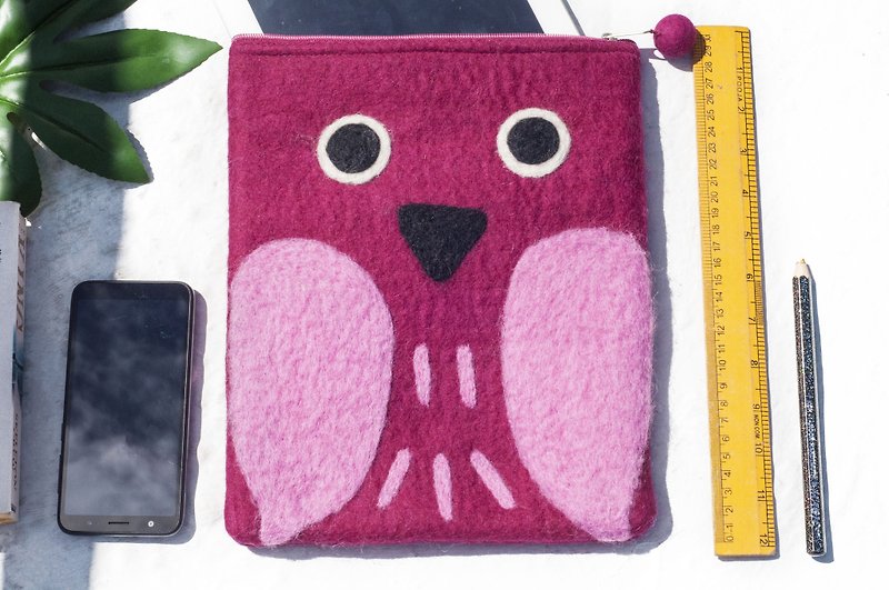 Nordic wool felt bag / wool felt i-pad cover / ipad set / tablet ipad set - owl - Tablet & Laptop Cases - Wool Multicolor