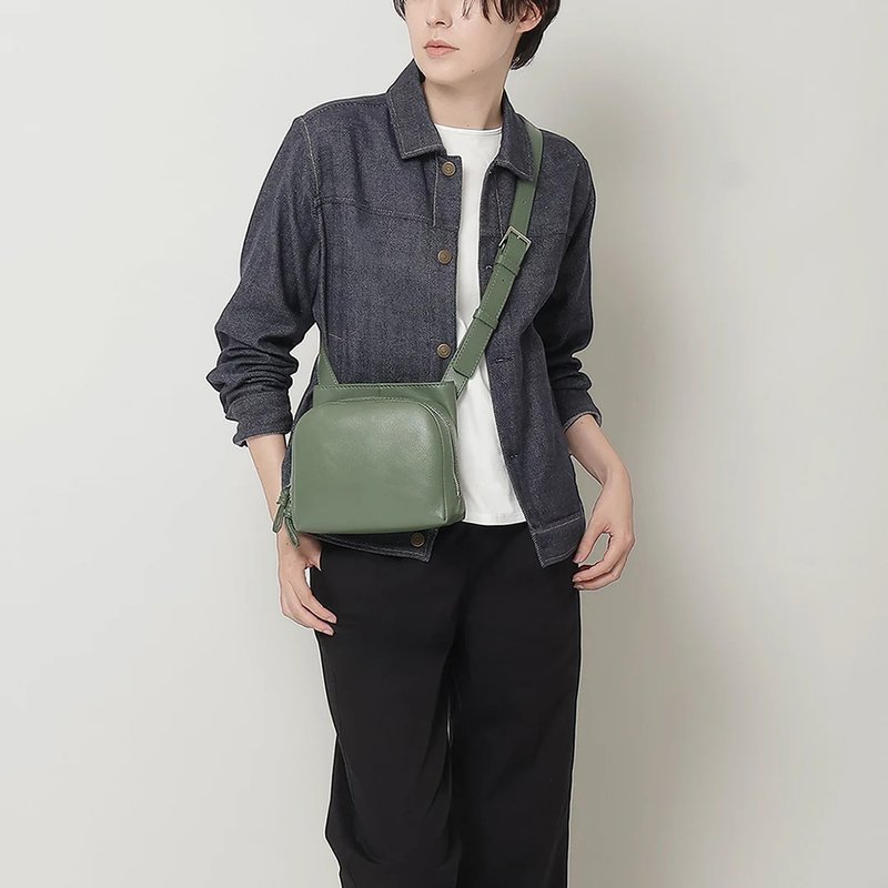 Sora 兩用斜背包 M-卡其綠 - 側背包/斜背包 - 真皮 綠色