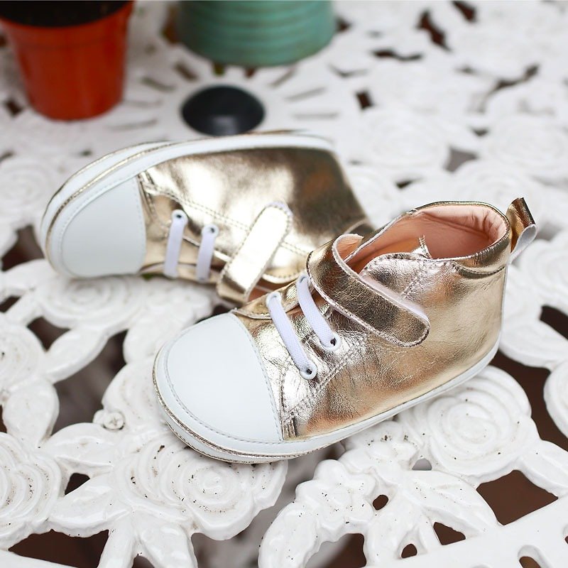 Low tube baby in leather toddler shoes - gold Locke - Kids' Shoes - Genuine Leather Gold
