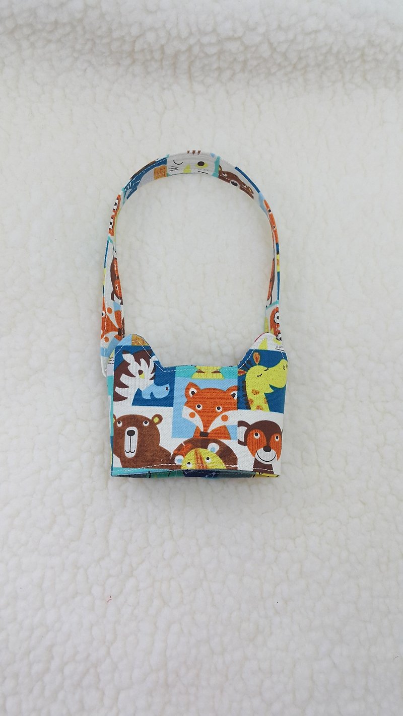 Box zoo cat ears with eco-friendly drink cup sleeve bag / double-sided available - ถุงใส่กระติกนำ้ - ผ้าฝ้าย/ผ้าลินิน หลากหลายสี