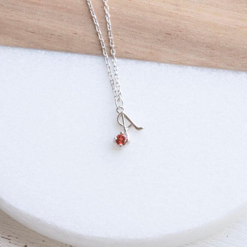 天然石925純銀英文字母水晶項鍊 A - 項鍊 - 水晶 銀色