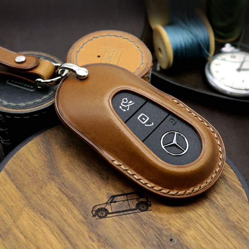 ครอบไฟหน้า Mercedes Benz Leather Key Fob พวงกุญแจ - ที่ห้อยกุญแจ - วัสดุอื่นๆ สีนำ้ตาล