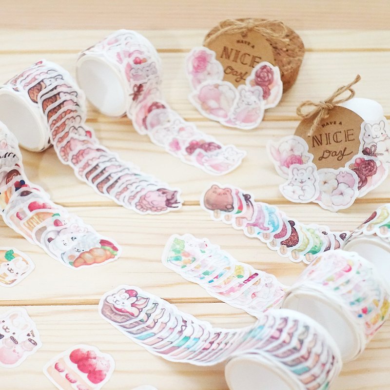 Tila rabbit petal paper tape hand account sticker - Washi Tape - Paper Multicolor