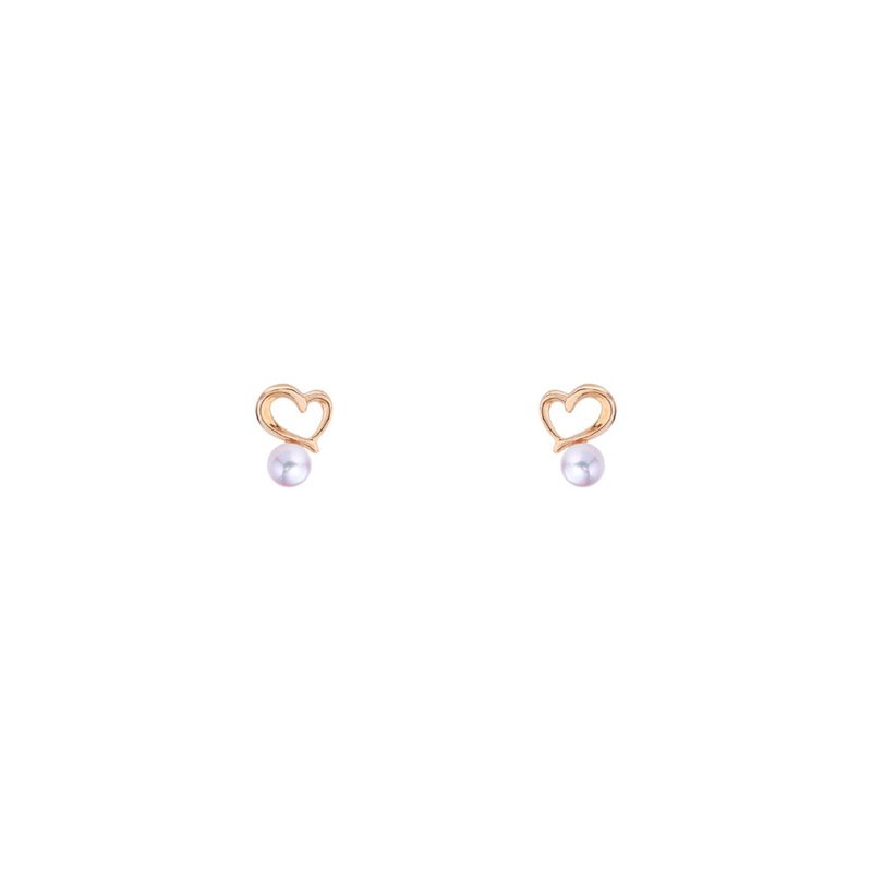 Love K gold pearl earrings - ต่างหู - เครื่องประดับ 