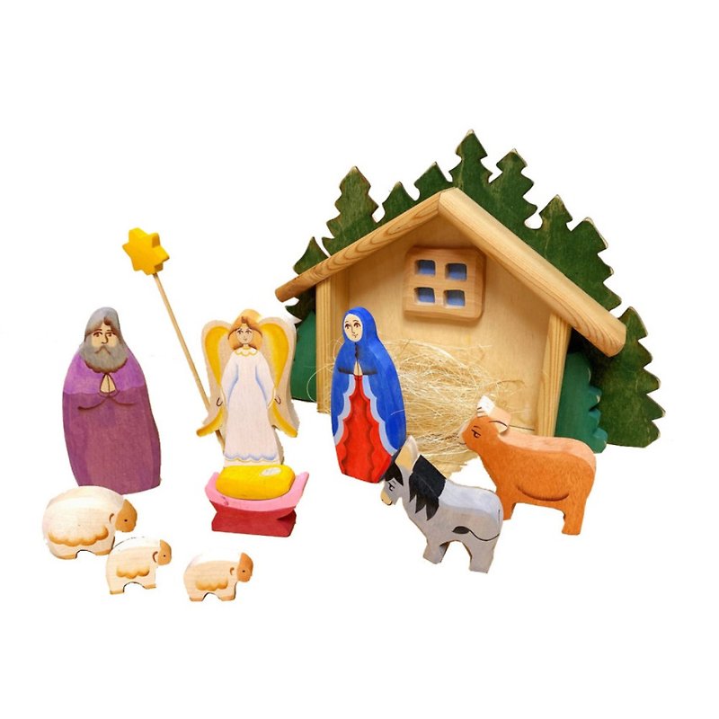 [Out of print product] Russian handmade building block set series: Christmas and crib - ของเล่นเด็ก - ไม้ หลากหลายสี