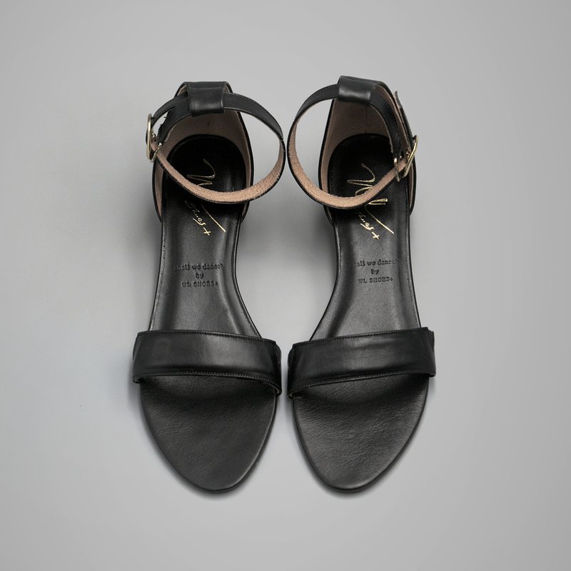 Oné  (極緻黑) 低跟 Black Sandals | WL - 涼鞋 - 真皮 