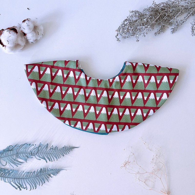 島森家 / 雙面360度貝果兜 / 連綿山脈 - 圍兜/口水巾 - 棉．麻 綠色