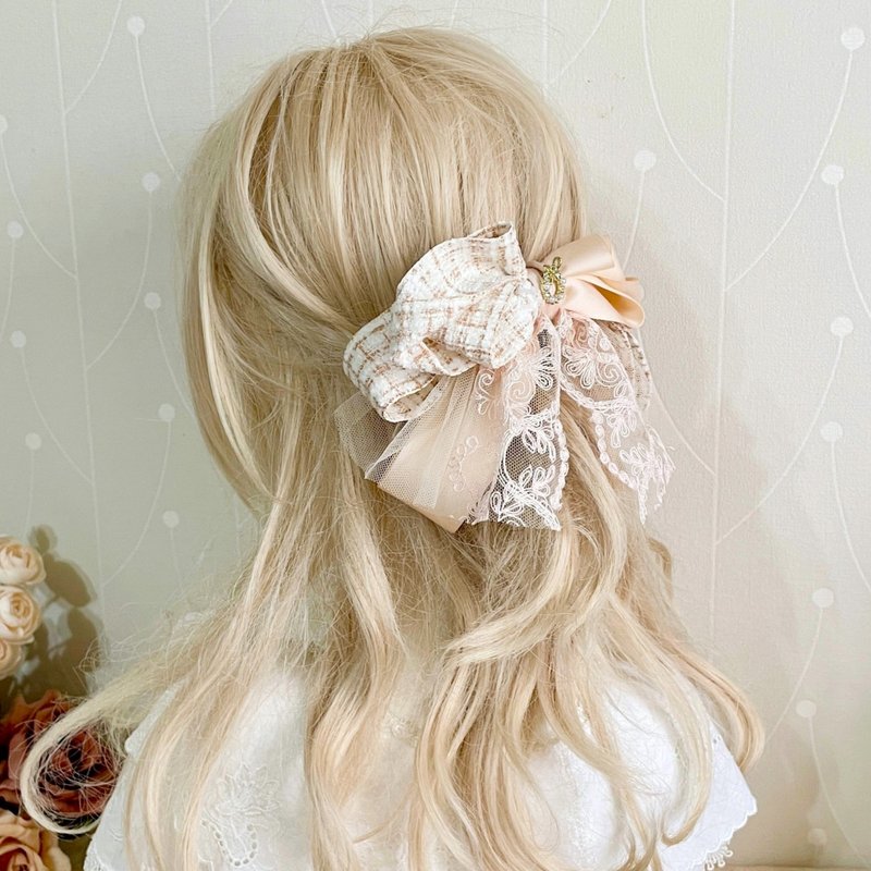 French lace fairy clip, shark clip, banana clip, spring clip, hair fork, hair ring, scrunchie clip, grab clip - เครื่องประดับผม - วัสดุอื่นๆ สีส้ม