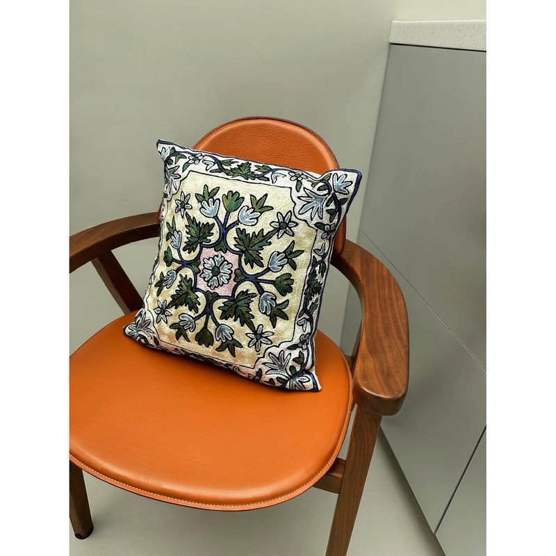 印度喀什米爾 Aari Work手工織品抱枕 - 枕頭/咕𠱸 - 棉．麻 多色