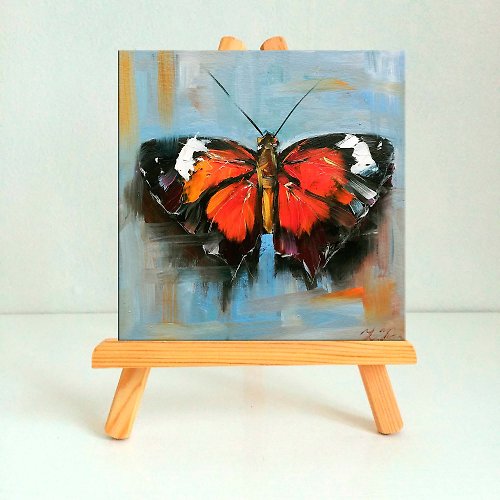 蝶の絵画昆虫のアートワークオリジナルの油絵蝶の小さな壁のアート