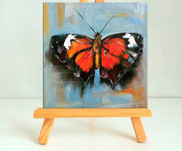 蝶の絵画昆虫のアートワークオリジナルの油絵蝶の小さな壁のアート 