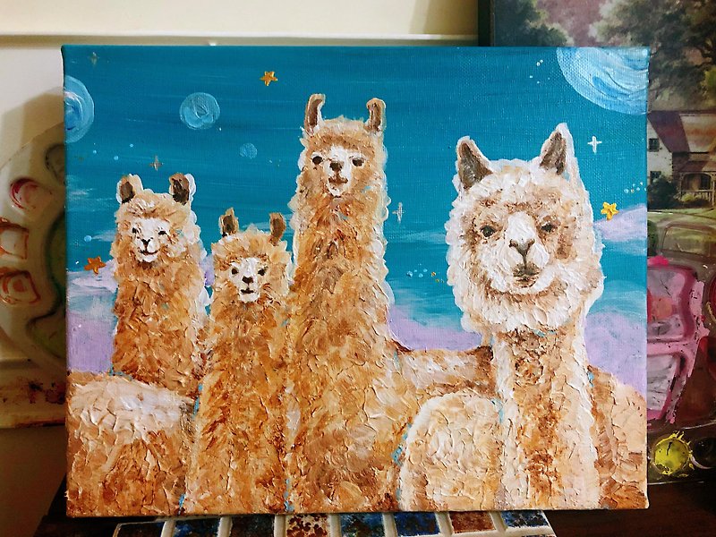 Cosmic Ranch∣Alpaca and its friends∣Hand-painted frameless painting - Picture Frames - Pigment Brown