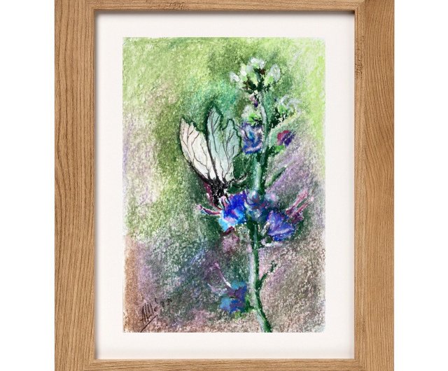 F4オイルパステル画「山茶花」 | 絵楽人（辻匠）