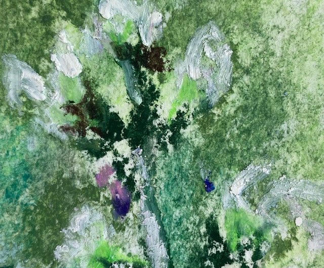 花の上の蝶 オイルパステル画 花の絵 風景ミニアート - ショップ
