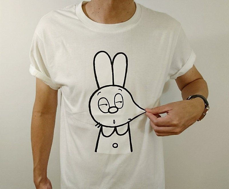 Pinched Rabbit T-Shirt Child White 150 - อื่นๆ - ผ้าฝ้าย/ผ้าลินิน 
