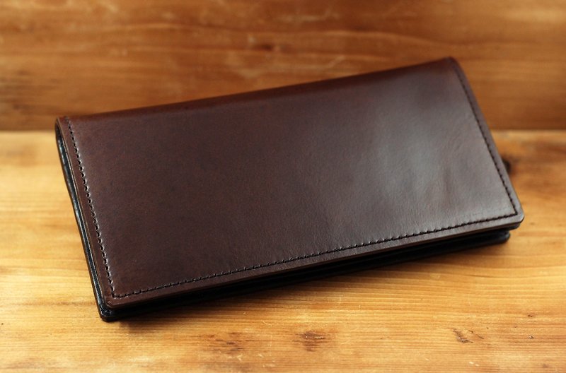 Sold out [limited] classic engraved chocolate color leather long clip - Wallets - Genuine Leather Brown